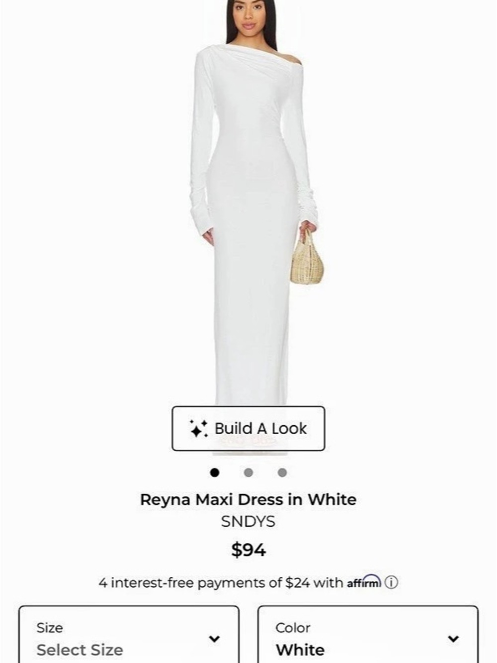SNDYS Reyna Maxi Dress Long Sleeve Maxi Dress in White Size Small Like New